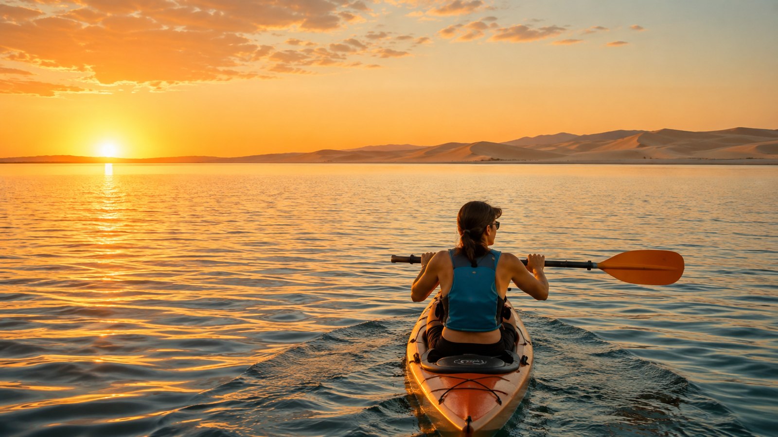 Kayaking near Baja sand dunes