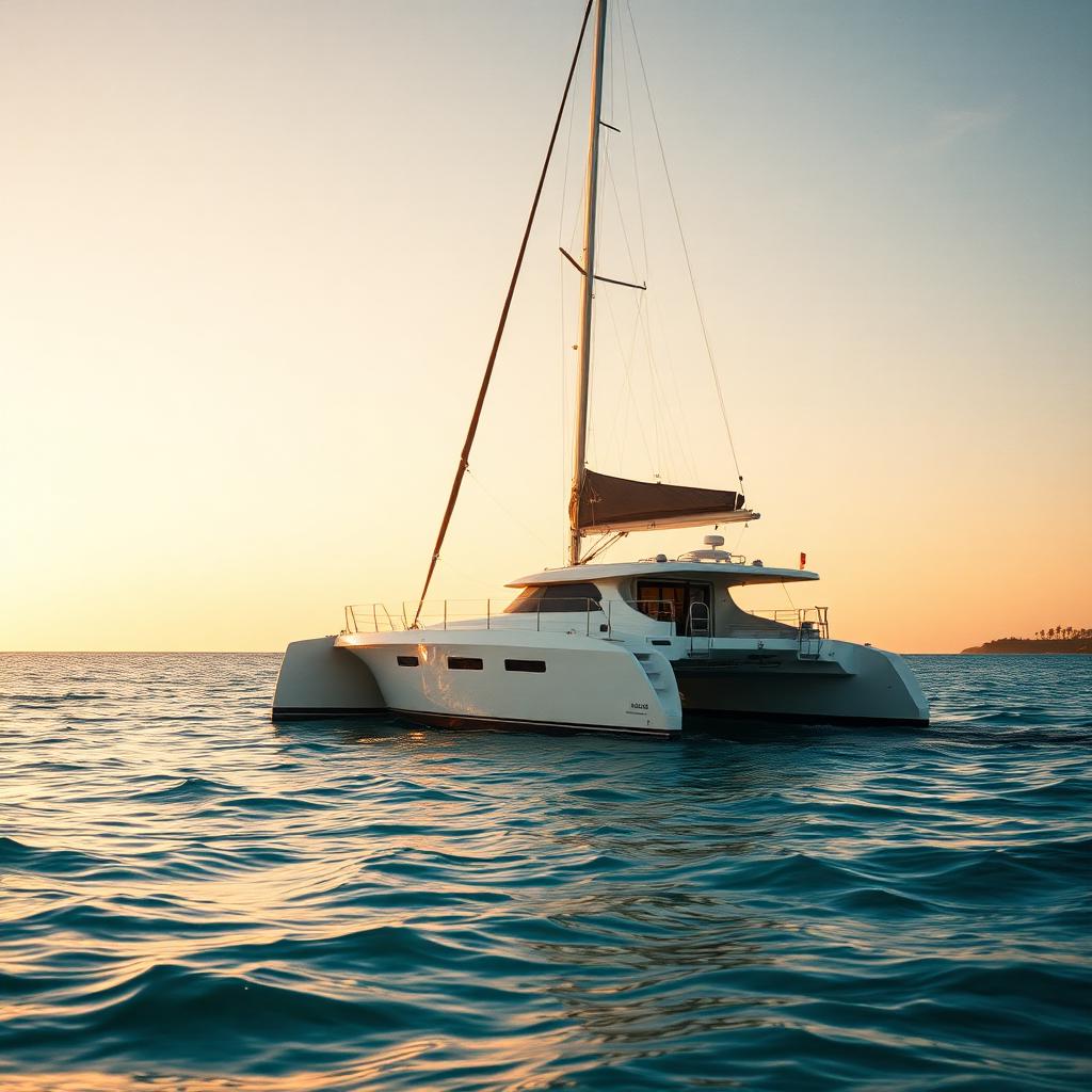 Private catamaran on turquoise water